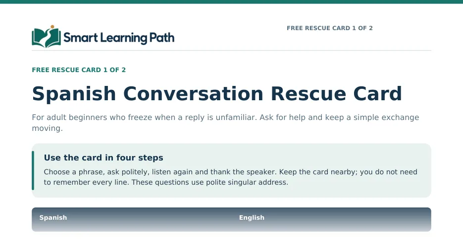 Top part of page 1 of the Rescue Card; the full two-page card comes by email
